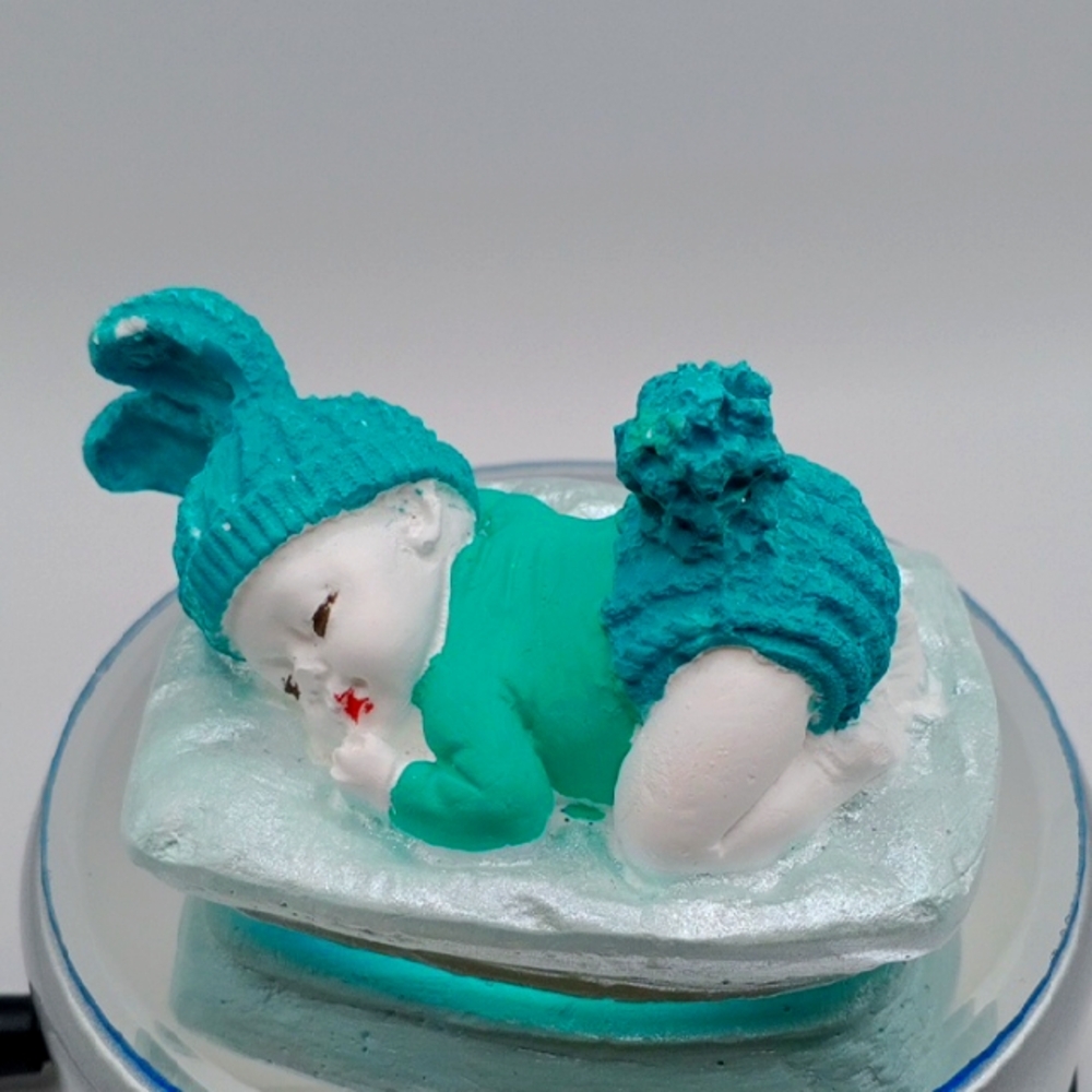NEW Hand Made 💕 Adorable Baby Figurine in Teal Outfit